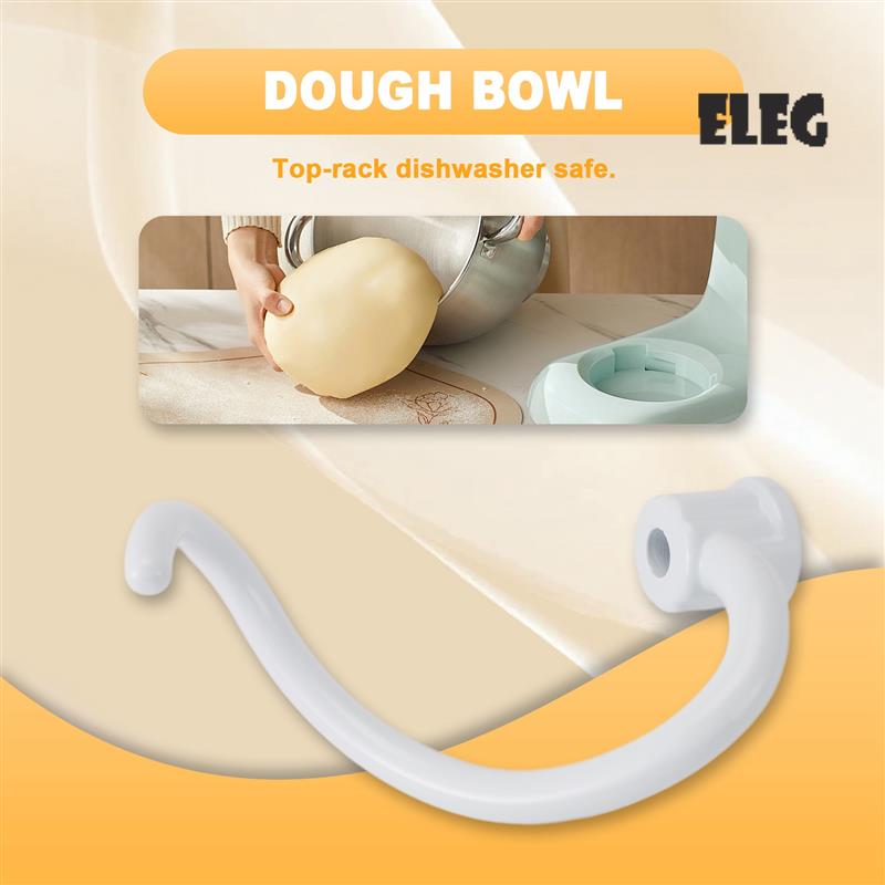 Stand Mixer Bowl - ELEG-Spiral Kaplamalı Metal Hamur Kancası Spiral